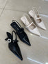 Close Pointy Toe Sling Back Kitten Heel